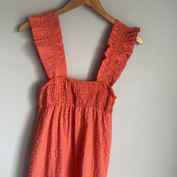 Nobody’s Child Pink & Orange Smock Maya Midi Dress - Picture 5 of 13